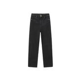 Women's Black Scratched High Waist Slim Jeans